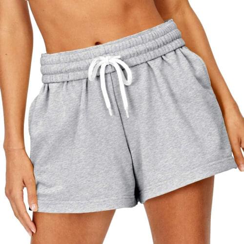 Women Loose Sports Shorts Solid Color Elastic Waist Drawstring Short Sweatpants Summer Casual Female Workout Running Shorts