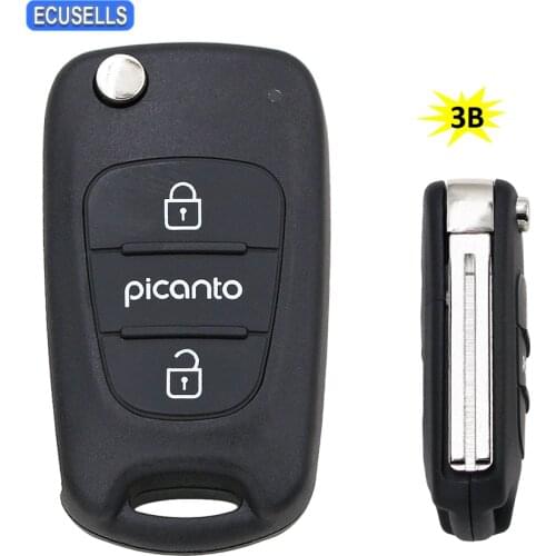 3 Button Folding Remote Key Shell Case Flip Smart Car Key Housing Cover for Kia Picanto with Uncut Blade