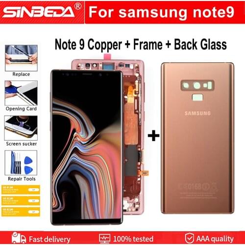 Super AMOLED 6.4'' LCD Display for Samsung Galaxy Note 9 N960 N960F LCD Touch Screen Digitizer Assembly Repair with Back Glass