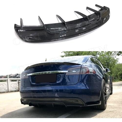 Carbon Fiber Rear Bumper Diffuser Lip Spoiler for Tesla Model S 70D P85D 90D P100D Sedan 4 Door