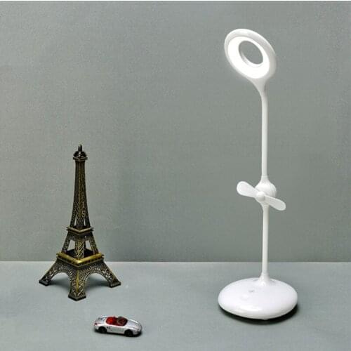 Usb Portable Led Lamp & Fan Lights Lighting Eye Protection Desk Portable Charging Lamp Fan Mini Dorm Nightlight Creative