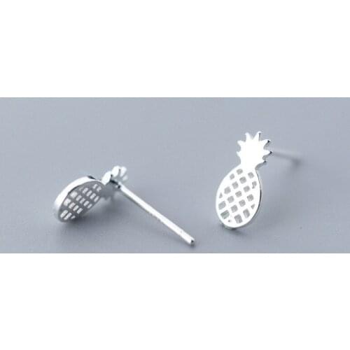 925 Solid Sterling Silver Pineapple Stud Earrings For Women Girl Gift Pendientes Mujer Engagement Jewelry Brincos eh954