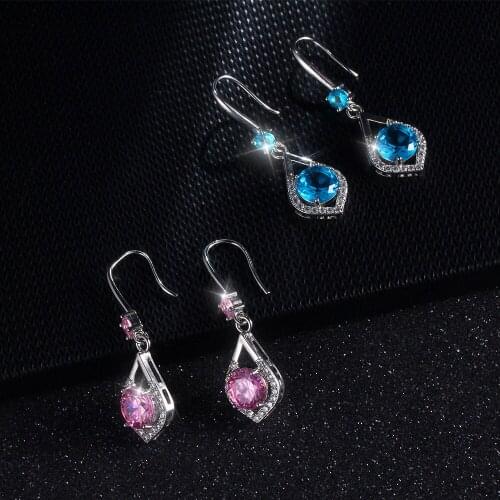 Women Earrings Water Drop Prong Setting Cubic Zirconia Hollow Out Silver Plated Earrings Marry Girlfriend Birthday Present