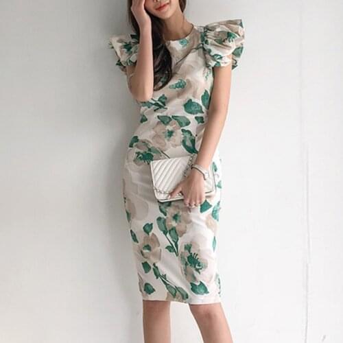 New arrival fashion ruffles work style high quality dress women elegant summer sexy temperament office lady slim pencil dress