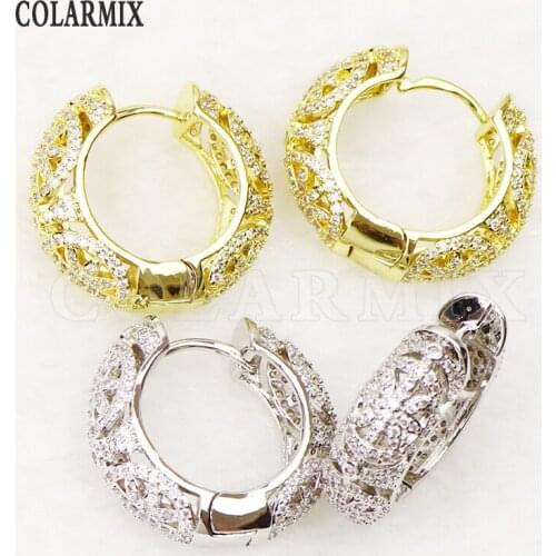 3Pairs Zirconia Round Earrings Hoop earrings Round Hoop earrings Mix color earrings Gift for women jewelry 31360