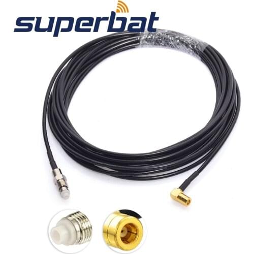 Superbat DAB/DAB+ Car Radio SMB Connector Aerial FME Plug to SMB Jack Right Angle 5M Cable for Sony DAB
