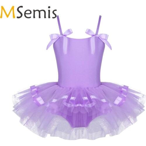 MSemis Ballet Leotards Ballet Tutu Skirt Ballerina Dancewear Sleeveless Bowknot Toddler Girls Child Kid Clothes Gymnastics Dress