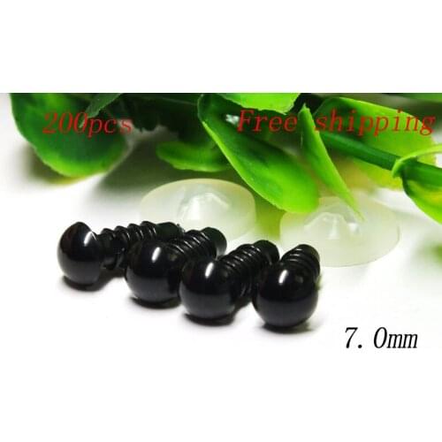 Free shipping!!! 7mm black safety plastic toy eye for bear toy+washers 200pcs(100pairs)