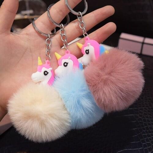 Artificial Rabbit Fur Ball Cute Keychain Animal Keyring Charm Pompom Key Chain Women Jewelry