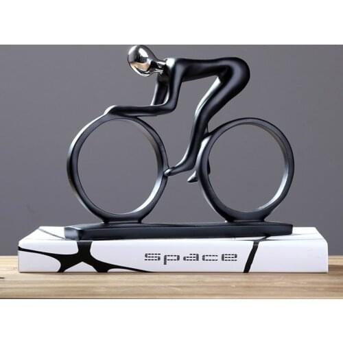 Decoration Bicycle Statue Champion Cyclist Sculpture Figurine Resin Modern Abstract Art Athlete Bicycler Figurine Home Decor