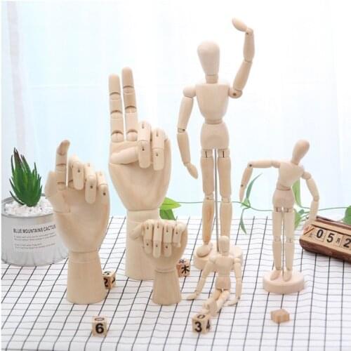 Wooden Hand Figurines Rotatable Joint Hand Model Drawing Sketch Mannequin Miniatures Office Desktop Room ?Decoration