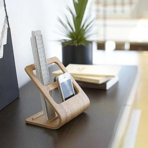 Wooden Multi-function Home Organizer Remote Holder Family Tabletop Accessories Mobile Phone Sundries Storage Rack