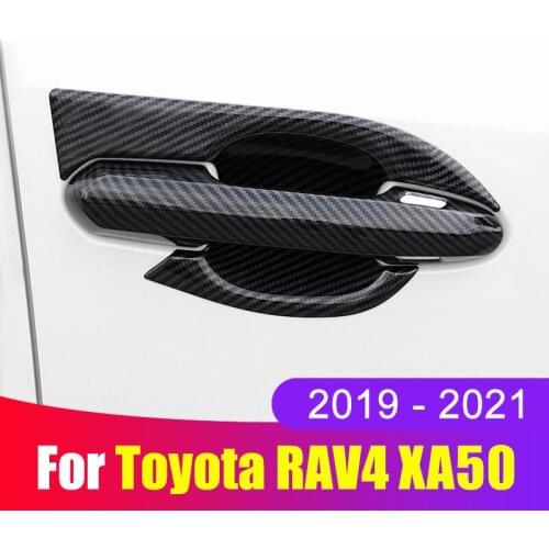 For Toyota RAV4 2019 2020 2021 RAV 4 XA50 ABS Carbon Fiber Car Door Handle Bowl Covers Trim Sticker Accessories Car-Styling