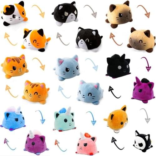 Double-Sided Flip Cat Sea Plush Reversible Stuffed Toy Soft Animal Home Accessories Cute Animal Doll Children Companion Gift