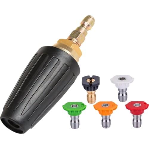 Quick-Connect Turbo Spray Nozzle for Pressure Washers up to 4000 PSI with 5 Tips 0、15、25、40 Degrees ,Soap