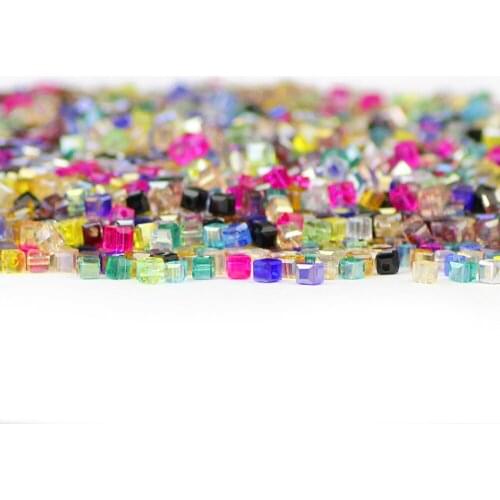 HGKLBB Austrian Square shape Upscale crystal Glass beads 2mm 200pcs Handiwork Loose spacer beads for Jewelry making bracelet DIY