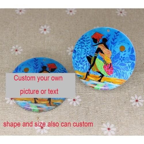 Personalized Custom Colorful Printing Afro Africa Big Size Earring Charms 2 Sided Custom Logo Text Picture 50pcs/lot