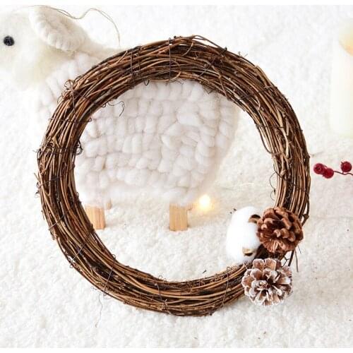 3Pcs 10-30cm Natural Dried Flowers Rattan Artificial Handmade flower Wreath Wedding Christmas Decor DIY Hanging Weaved Garlands