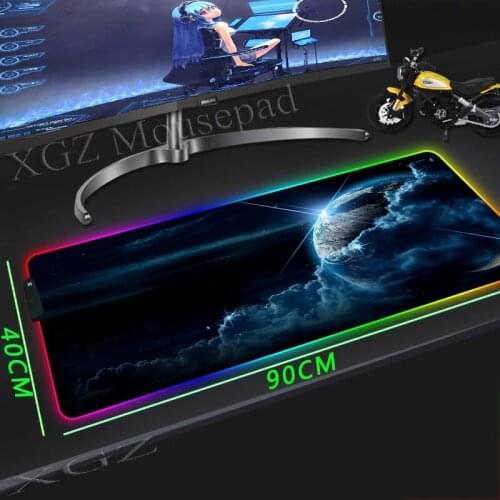 XGZ Cloud and Moon Planet Can Be Customized Large RGB Mouse Pad Black Locking Edge Computer Desk Rubber Speed Non-slip