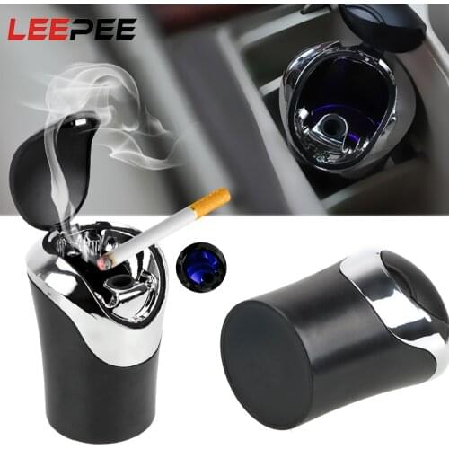 LEEPEE Car Ashtray Cigarette with LED Light Smoke Holder Storage Cup Holder Smoke Ash Cylinder Portable Interior Accessories