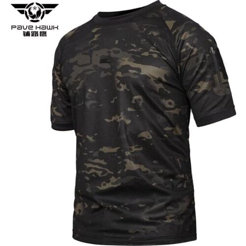 Summer Short-Sleeve Camouflage T-shirt Men Quick Dry Army Tactical Combat T Shirt Cool Military Camping Hiking Hunting T-Shirts