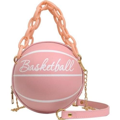 Fashion Women Personality Printed Basketball Bag 2020 Quality Pu Leather Shoulder Bags Ladies Chain Decor Crossbody For Female