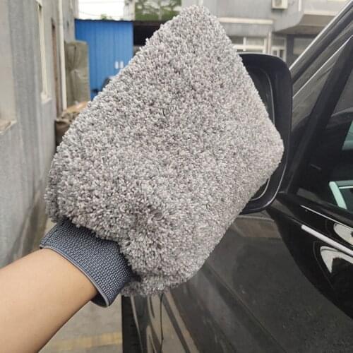 Soft Absorbancy Glove Brush High Density Car Cleaning Ultra Soft Easy To Dry Auto Detailing Microfiber Motorbike Wash Mitt Cloth