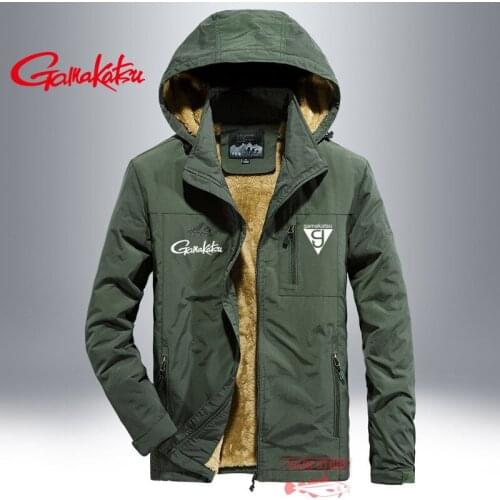 Gamakatsu Fishing Clothing Mens Fishing Jacket Winter Plush Thickening Keep Warm Coat Outdoor Sport Mountaineering Ski Jacket