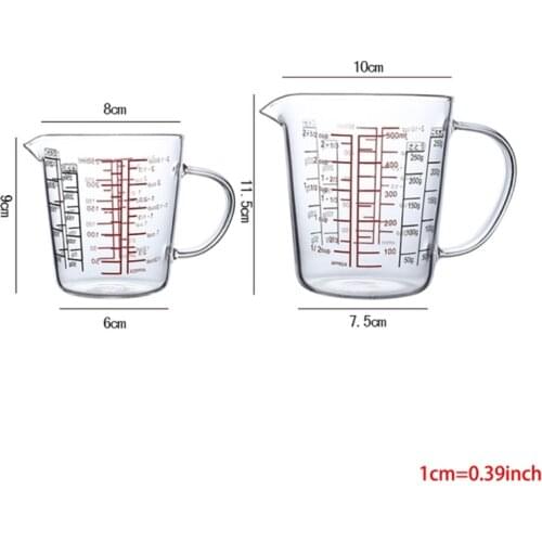 OOTDTY 250ml 500ml Glass Measuring Cup Milk Jug Heat Resistant Glass Cup Creamer Scale Cup Tea Coffee Drop Ship
