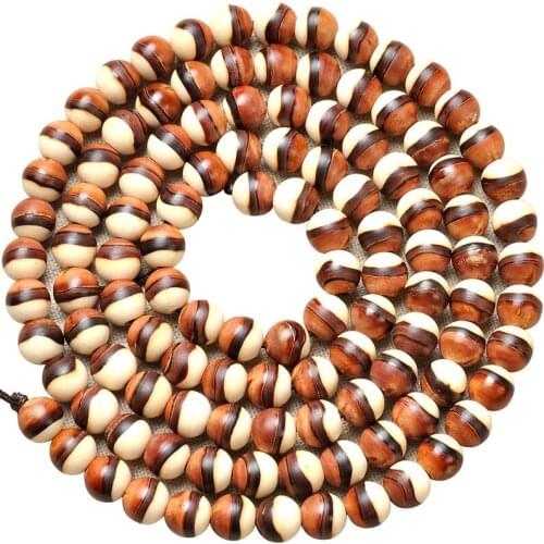 Wholesale Tianmu Natural Bodhi Bracelets Round 108 Buddha Beads Hand String DIY Tibetan Style Yin Yang Chocolate Chip Necklace