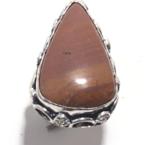 Genuine Jasper Ring Silver Overlay over Copper, Hand Made Women Jewelry gift, USA Size : 8, R6798
