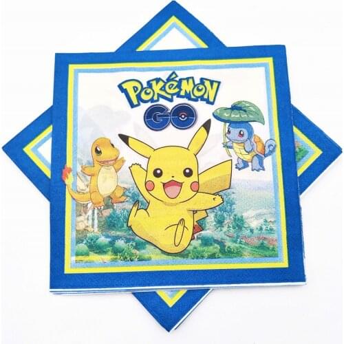 Pokemones party supplies disposable paper Napkins chirdren theme birthday baby shower napkin decoracion balloon