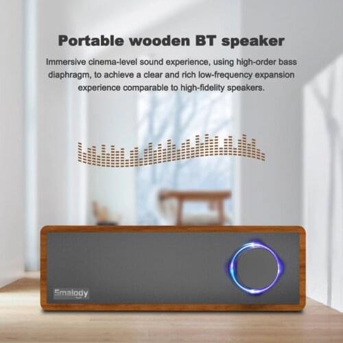 Portable Wooden Wireless Bluetooth 5.0 Speakers Dual Speakers 3D Stereo Surround Sound Subwoofer Dynamic Diaphragm Music Center