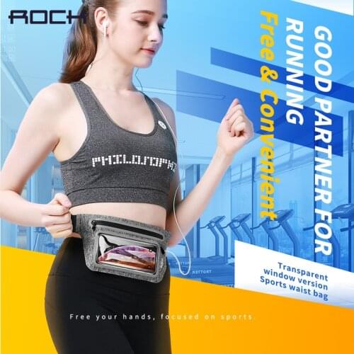 Zipper Running Waist Pouch Sport Belt Mobile Phone Transparent window version sports Running Waist Bags Pack for iphone xs p30