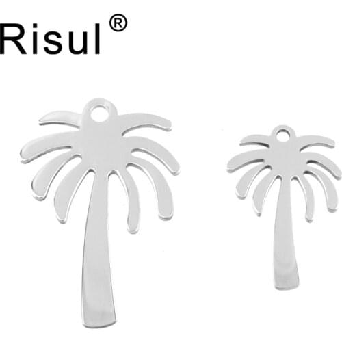 Risul coconut tree line profile Stainless steel Pendant Lovers' couples charms mirror polish shiny tags wholesale 50pcs