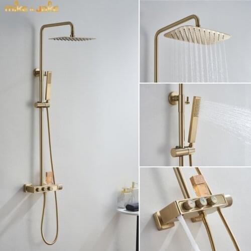 Gold brush shower mixer matte frosted gold bath shower rainfall shower mixer set matte gold shower tap bath hot and cold mixer