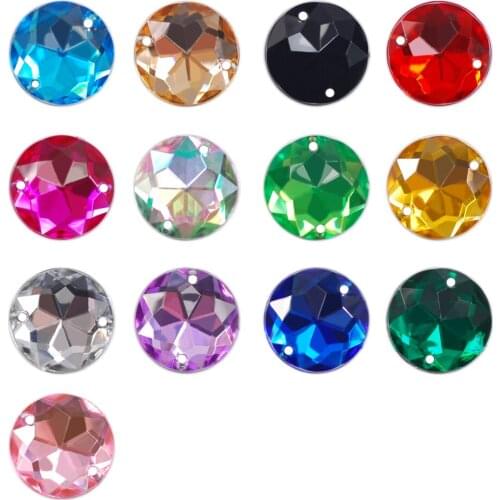 8 10 12 14 16mm Size Round Shape Sew On Rhinestones Crystals Two Holes Resin Stones For Garment Fabric Sewing Accessories