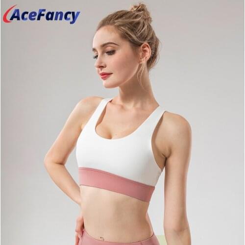 Yoga Top Women Acefancy Patchwork Sports Crop Top Fitness Push Up Bra Gym Tops T2278 Sexy Sport Wear Womens Fitness Shirt Tops