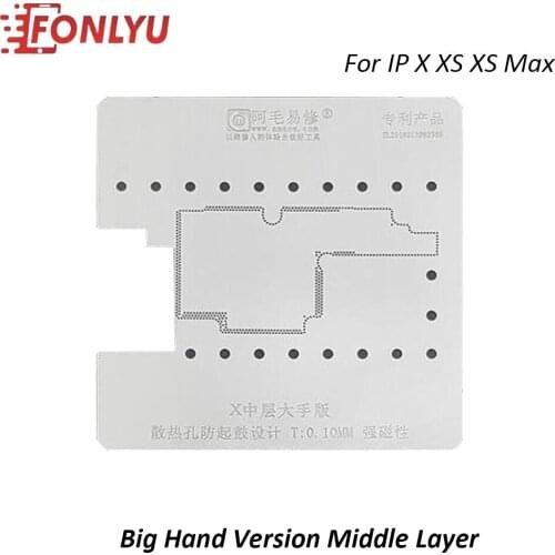 Amaoe Big Hand Version Middle Layer Reballing Stencil For iPhone X XS Max Tin Planting Soldering Net Phone Repair Tool Kits