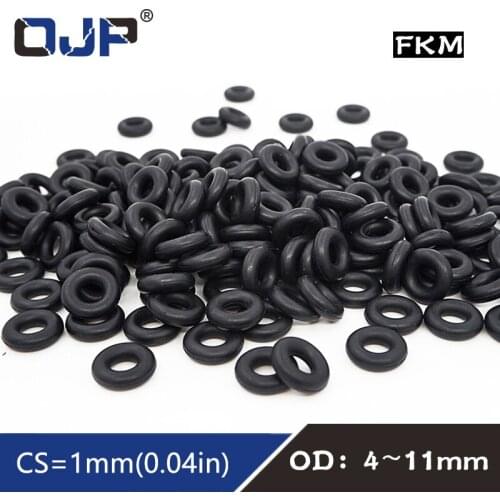 10PCS/lot Fluorine rubber Ring Black FKM O ring Seal 1mm Thickness OD4/5/6/7/8/9/10/11mm Rubber O-Ring Seal Gasket Ring Washer