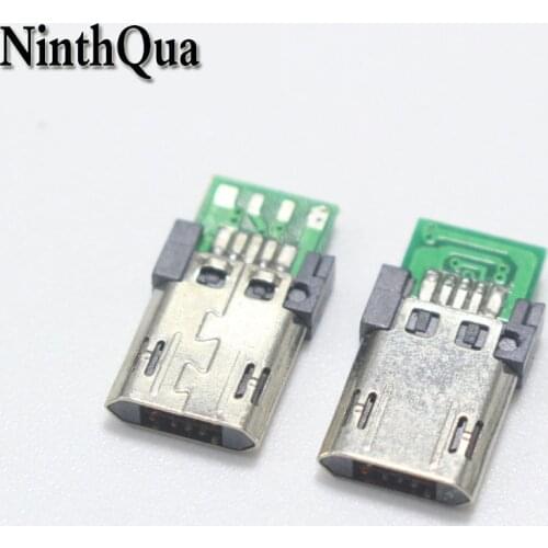 10pcs 5Pin Micro USB Male Plug Adapter Connector 2.54mm Welded PCB Converter Pinboard for Cellphone Data Line
