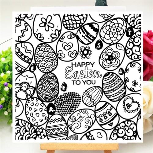 14*14CM Easter Eggs Transparent Clear Stamps / Silicone Seals Roller Stamp For DIY Scrapbooking Photo Album/Card Making