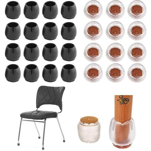 16PCS Black Furniture Chair Leg Silicone Cap Pad Protection Table Feet Cover Floor Protector Non-slip Table Chair Mat Caps Foot