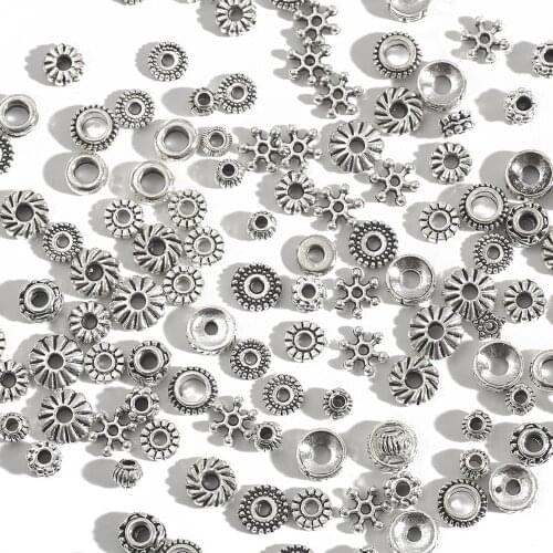 30-200Pcs Antique Silver Plated Plated Loose Spacer Bead For For DIY Jewelry Making Findings Bracelet Necklace Beads Accessories