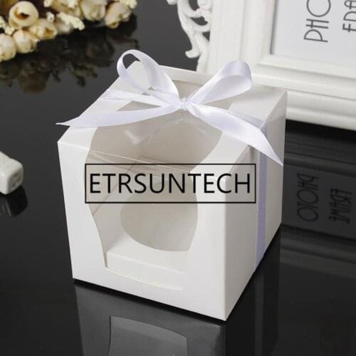 200pcs Brown White Kraft Paper Cupcake Box Cake Box With Clear Window Wedding Party Favor Box Cake Packaging