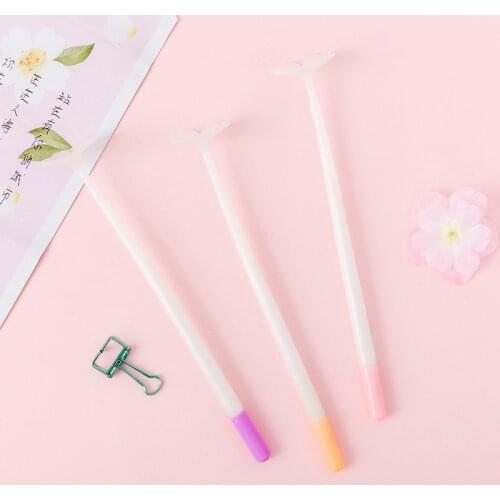 24 Pcs Gel Pen Cartoon Lucky Four-leaf Clover Shape Daylight Color Fresh Student Exam Black Office Supplies Sign Pen Wholesale