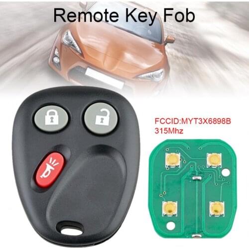 315Mhz 3 Buttons Remote Car Key Fob MYT3X6898B Fit for Buick Rainier / GMC Envoy / Chevy Trailblazer