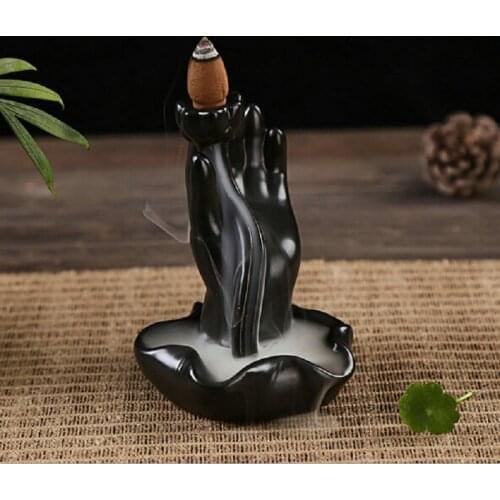 5Pc Backflow Incense Cones With 1Pc Ceramic Burner Bullet Incense Stickers Holder Finger Citron Ceramic Censer Home Decor No1