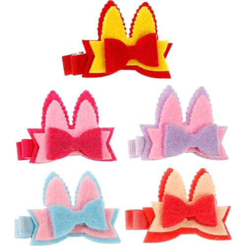5pcs/lot Children Rabbit Ears Hair Clip Boutique Handmade Bows Hair Clips Hair Accessories Photography Props Holiday Decoration