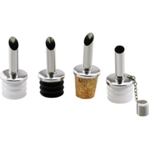 5pcs Stainless Steel Liquor Spirit Pourer Flow Oil Bottle Wine Bottle Pour Spout Stopper Wine Pourers Bar Tools